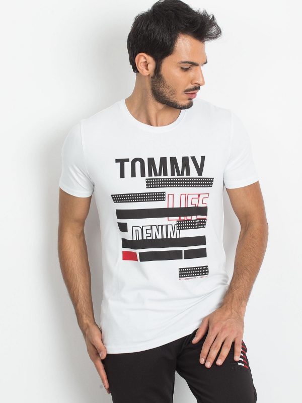 TOMMY LIFE White T-shirt with print