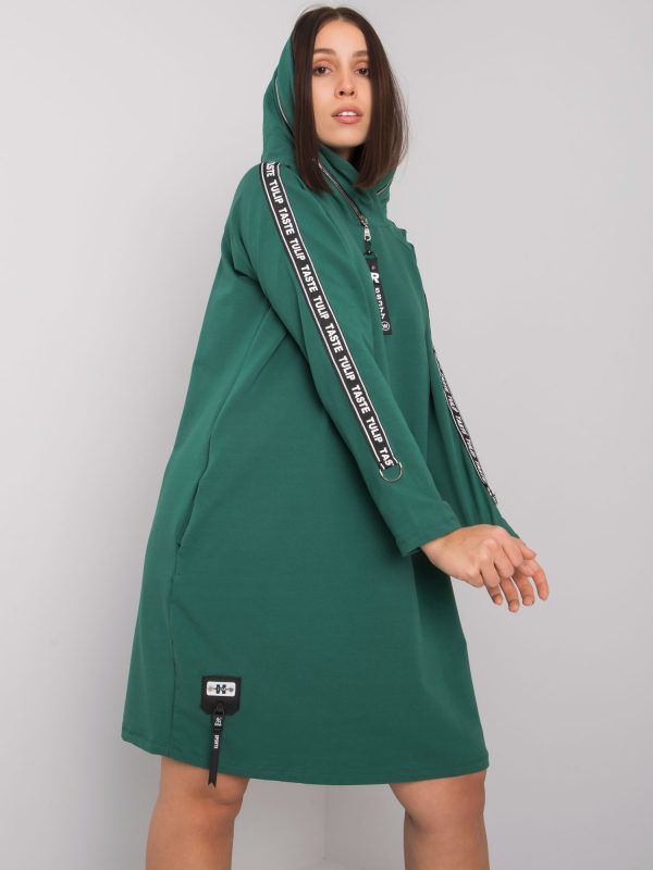 Dark Green Plus Size Lorcan Hooded Dress