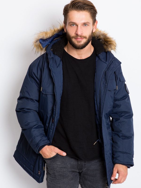 Navy blue winter jacket for men