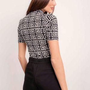 RUE PARIS Black and white blouse Lorna