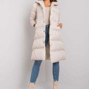 Light beige quilted jacket with hood Starlet