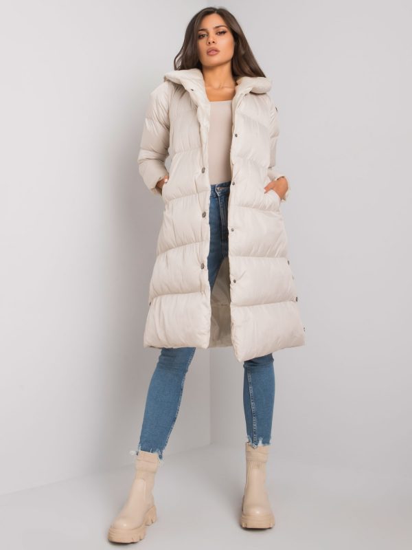 Light beige quilted jacket with hood Starlet