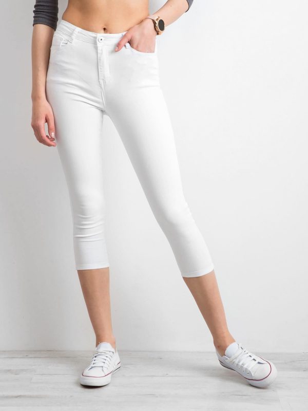 White skinny jeans trousers with bows