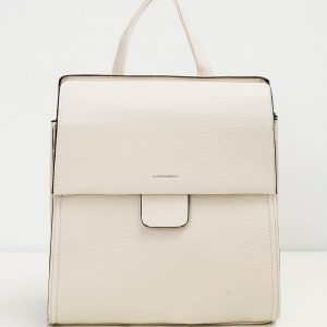 Cream women's backpack made of eco leather