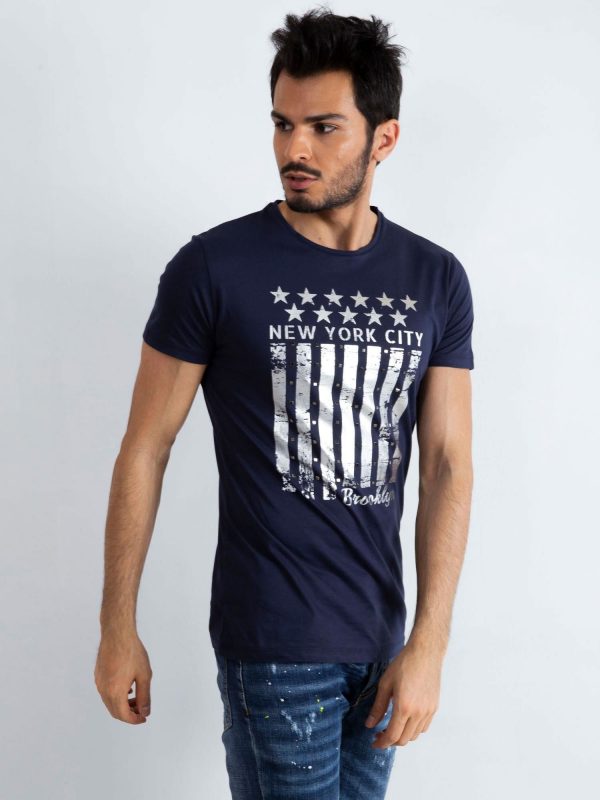 Navy Blue Men's T-Shirt Designed