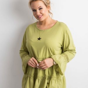 Green boho tunic with ruffle PLUS SIZE