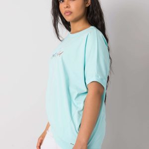 Mint plus size blouse with Jewel inscription