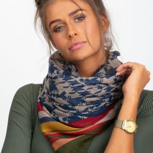 Dark blue scarf with patterns