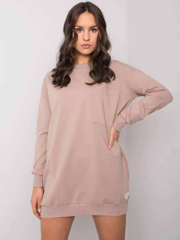 Dark beige dress with pocket Hanely RUE PARIS