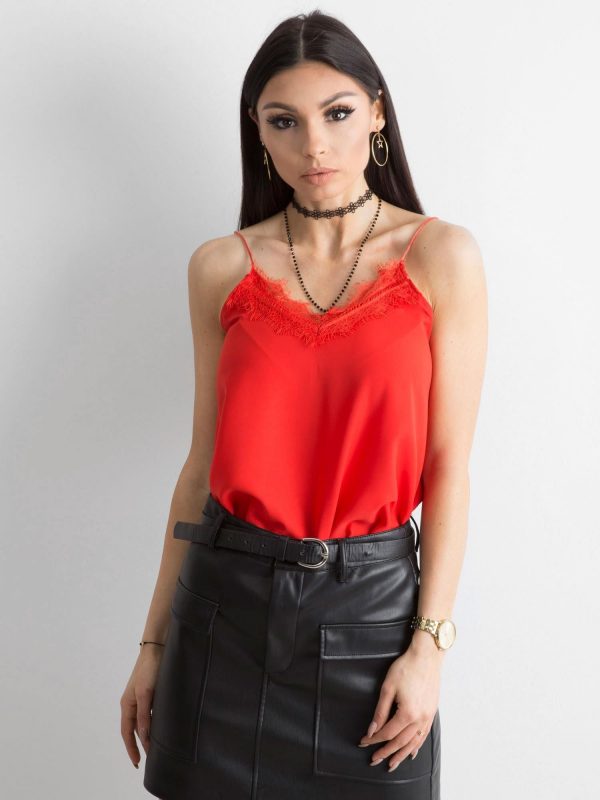 Red airy women's top