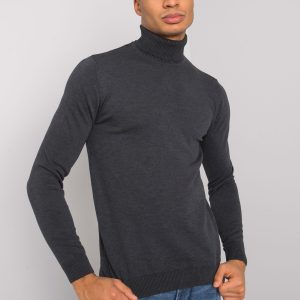 Graphite melange men's turtleneck sweater Cornell LIWALI