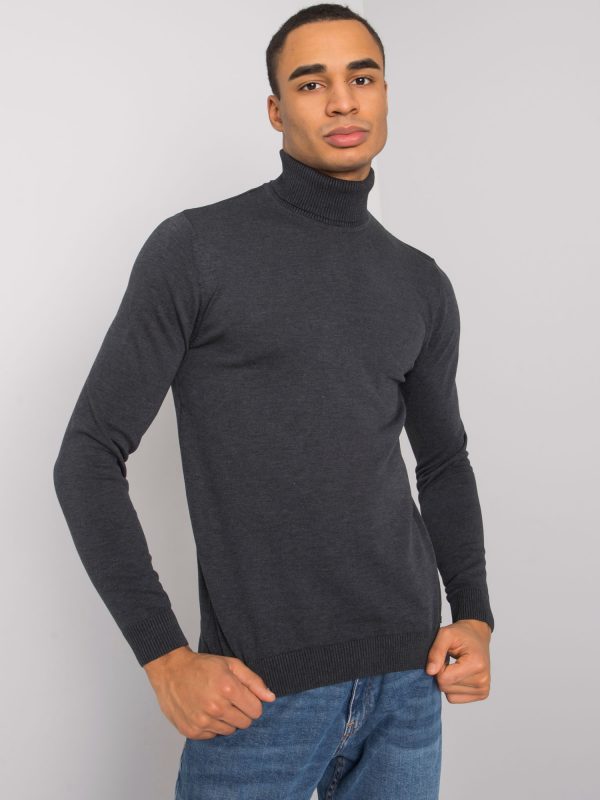 Graphite melange men's turtleneck sweater Cornell LIWALI