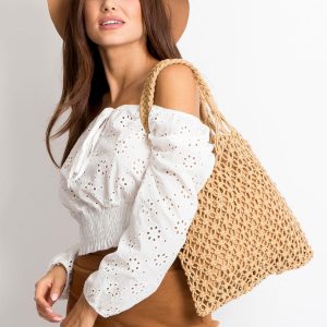 Beige openwork women's bag