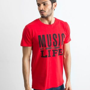 Men's cotton t-shirt with print red