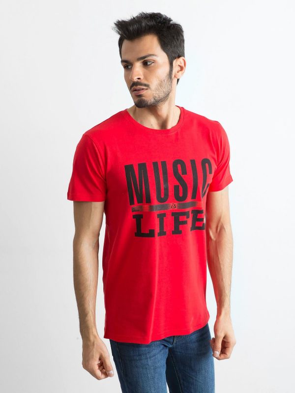 Men's cotton t-shirt with print red
