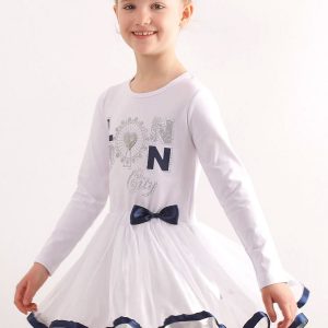 White dress for girl with applique