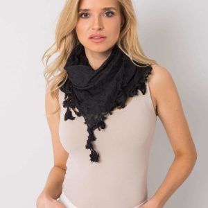 Black scarf with fringes