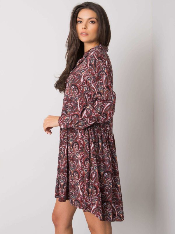 Dark brown dress with prints Alannah FRESH MADE