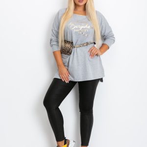 Grey tunic plus size Eye