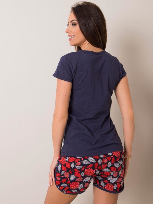 Navy Blue Printed Cotton Pyjamas