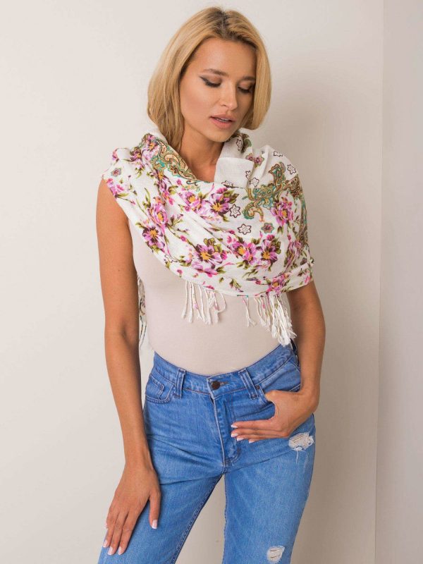 Ecru floral sling with fringes