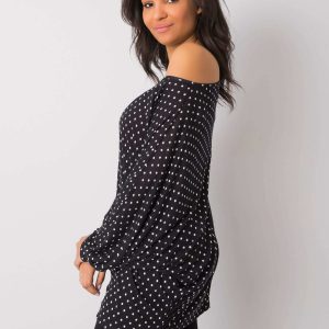 Black Plus Size Polka Dot Blouse Aubrielle RUE PARIS