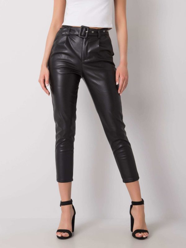 Black Hartley Imitation Leather Pants