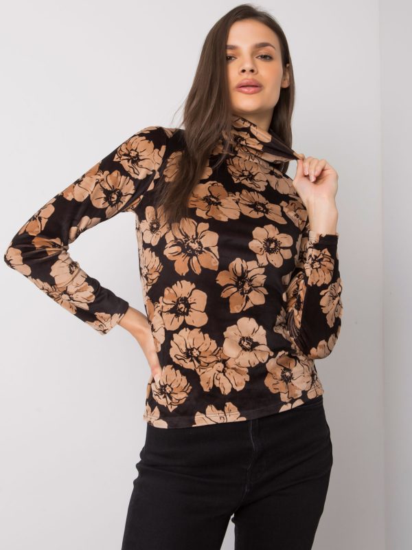 Black velour blouse with turtleneck Eugenne