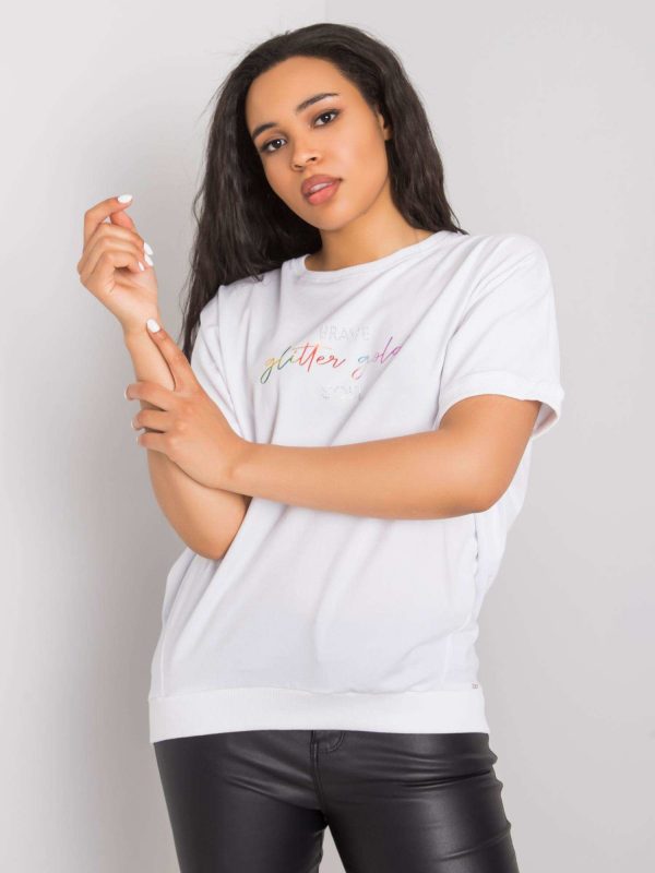 White plus size blouse with Jewel inscription