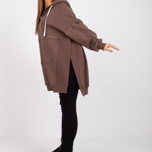 Brown long sweatshirt with hoodie Boston