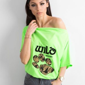 Fluo green blouse with animal motif