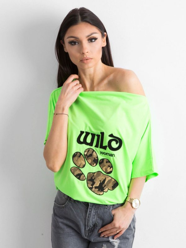 Fluo green blouse with animal motif