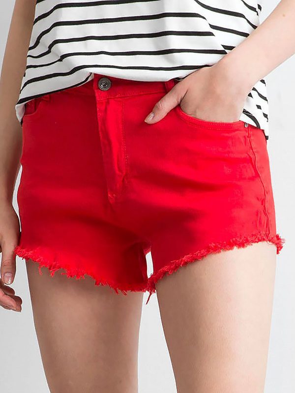 Red denim shorts