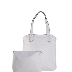 Wholesale White Capacious 2in1 Eco Leather Shoulder Bag