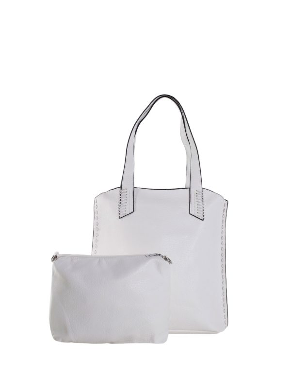 Wholesale White Capacious 2in1 Eco Leather Shoulder Bag