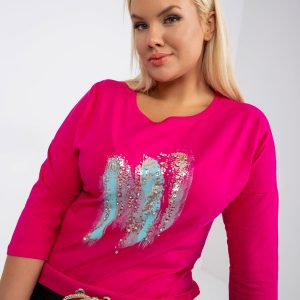 Wholesale Fuchsia plus size blouse with applique