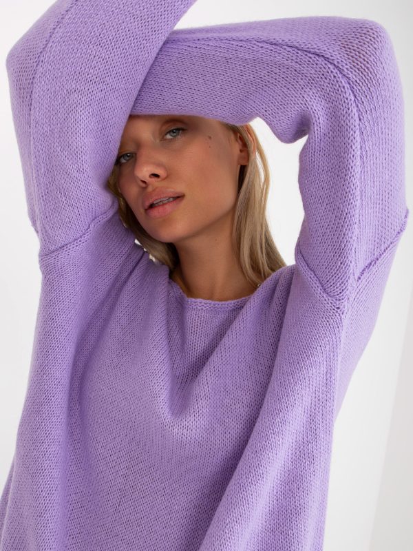 Wholesale Light purple asymmetrical oversize sweater OCH BELLA