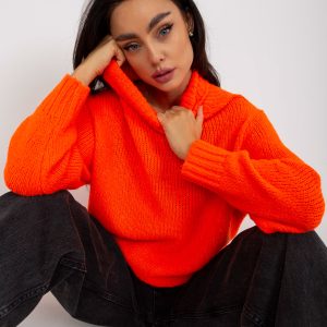 Wholesale Orange Women's Casual Turtleneck Sweater