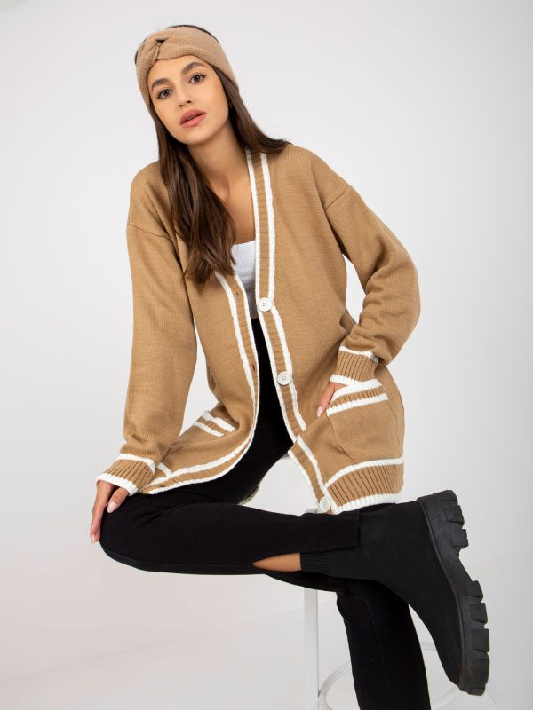 Dark beige cardigan with button closure RUE PARIS