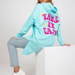 Wholesale Mint fuchsia sweatshirt with print on the back