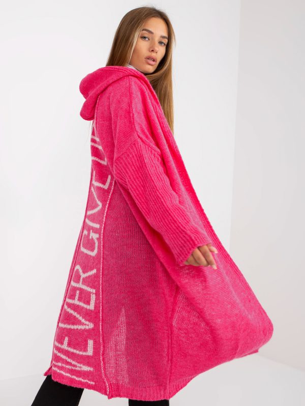 Wholesale Pink loose cardigan with hood OCH BELLA