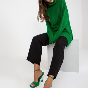 Wholesale Green Loose High Turtleneck Sweater RUE PARIS