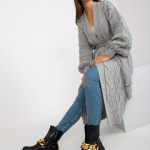 Wholesale Gray long cardigan with wool RUE PARIS