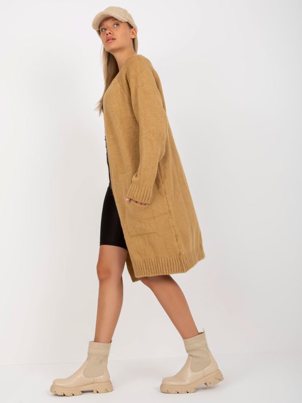 Wholesale Camel long oversized cardigan RUE PARIS