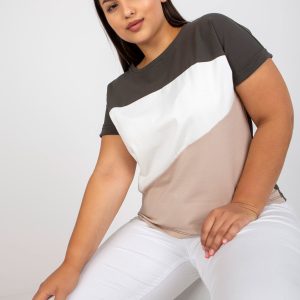 Wholesale Khaki-beige classic plus size t-shirt in cotton