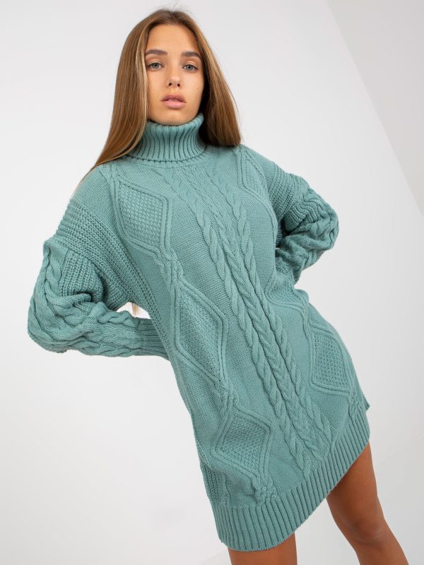 Wholesale Mint short knitted dress with wool RUE PARIS