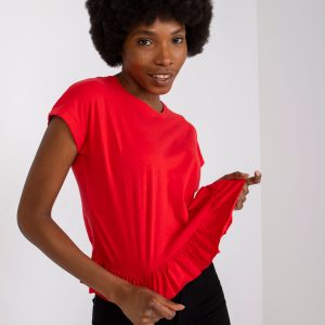 Wholesale Hierro MAYFLIES women's red flounce t-shirt