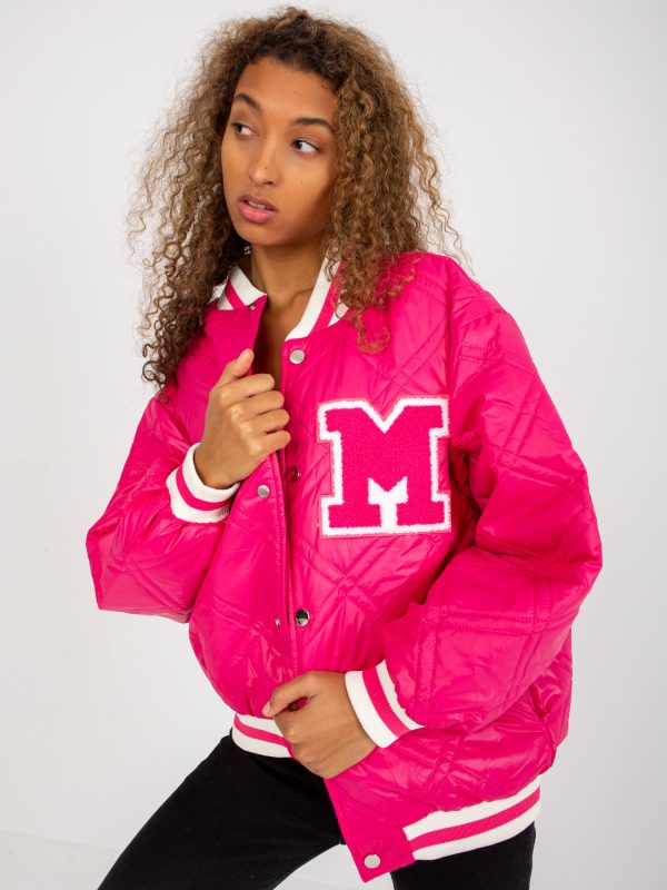 Wholesale Fuchsia quilted oversized bomber jacket