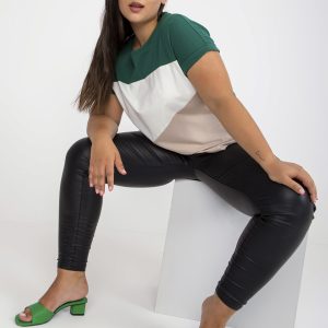 Wholesale Green Beige Plus Size Cotton T-Shirt