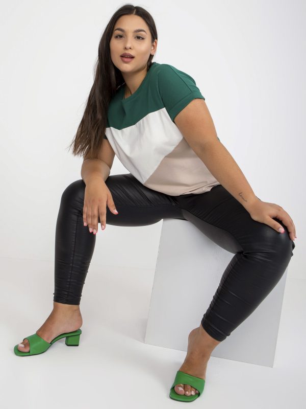 Wholesale Green Beige Plus Size Cotton T-Shirt
